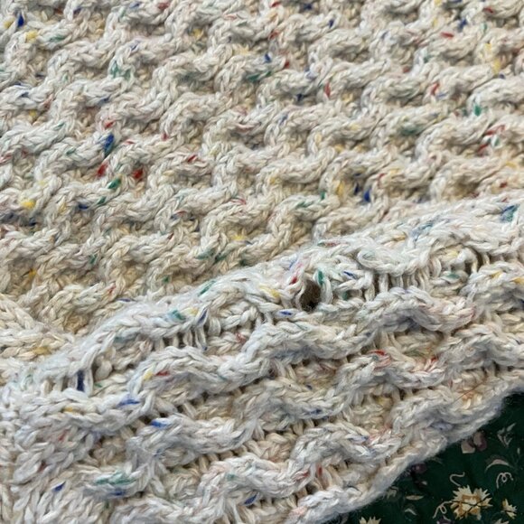 Lands' End Turtleneck Sweater Womens L cable Knit Speckled Fisherman - Picture 9 of 9